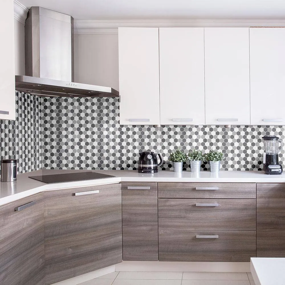 Jeffrey Court Ink Blot Gray 12.625 in. x 10.875 in. Hexagon Matte Porcelain Wall and Floor Mosaic Tile (14.30 sq. ft./Case), photo 5 of 7