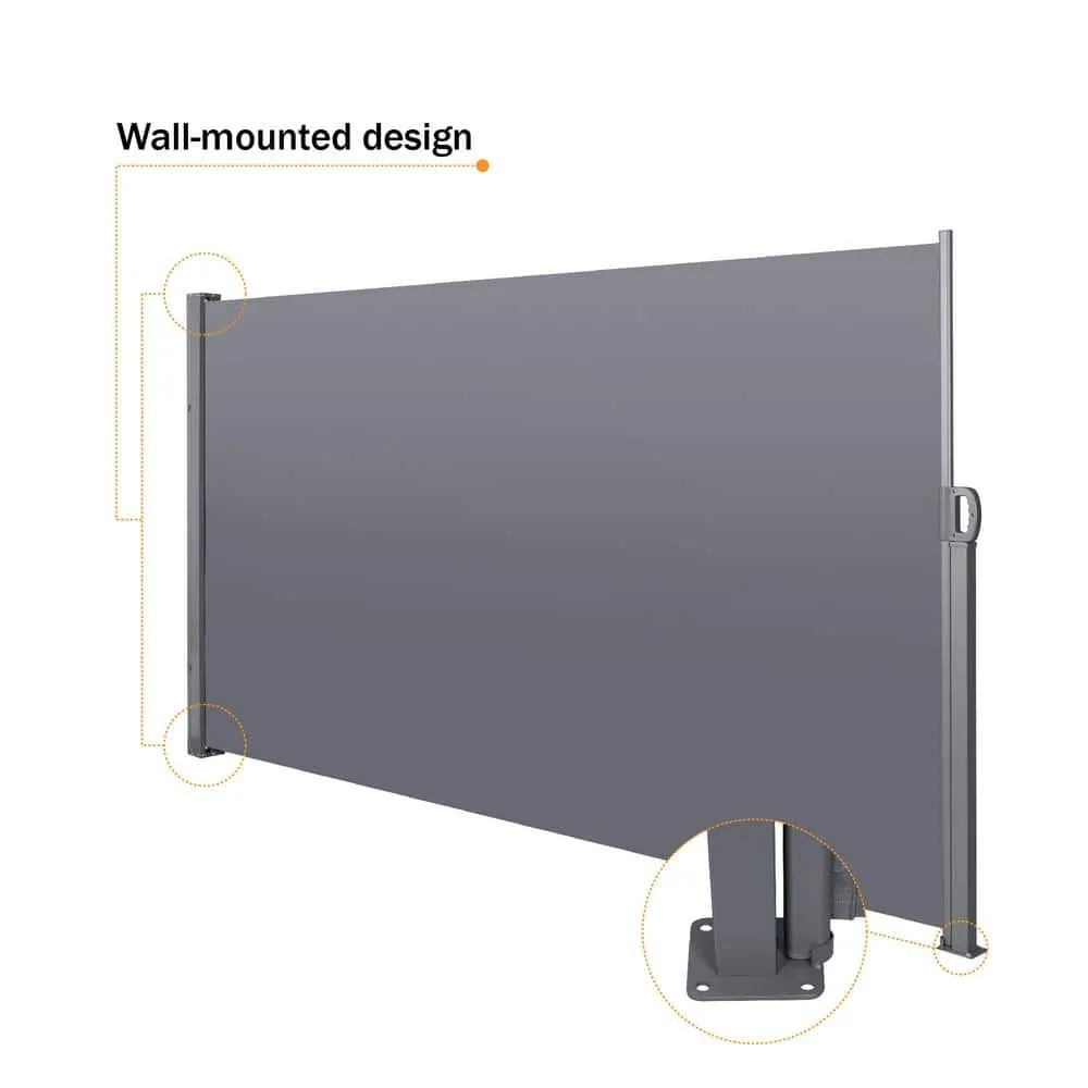 Zeus & Ruta 137.8 in. W x 70.8 in. H Patio Retractable Folding Side Awning Screen Privacy Divider, photo 4 of 5