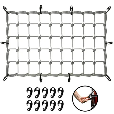 20 × 36 in Heavy-Duty Gray Bungee Cargo Net - Stretches to 42 × 74 in