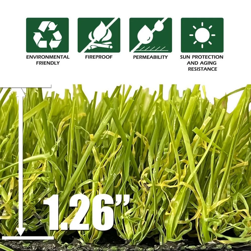 Agfabric 5 ft. x 7 ft. Green Artificial Grass Carpet 1.26 in. Mat for Outdoor Garden Landscape Balcony Dog Grass Rug, photo 4 of 8