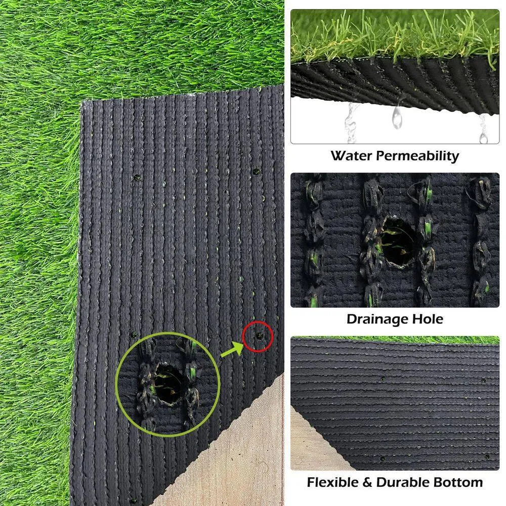 Agfabric 12 ft. x 6 ft. Green Artificial Grass Carpet 1.37 in. Mat for Outdoor Garden Landscape Balcony Dog Grass Rug, photo 5 of 8