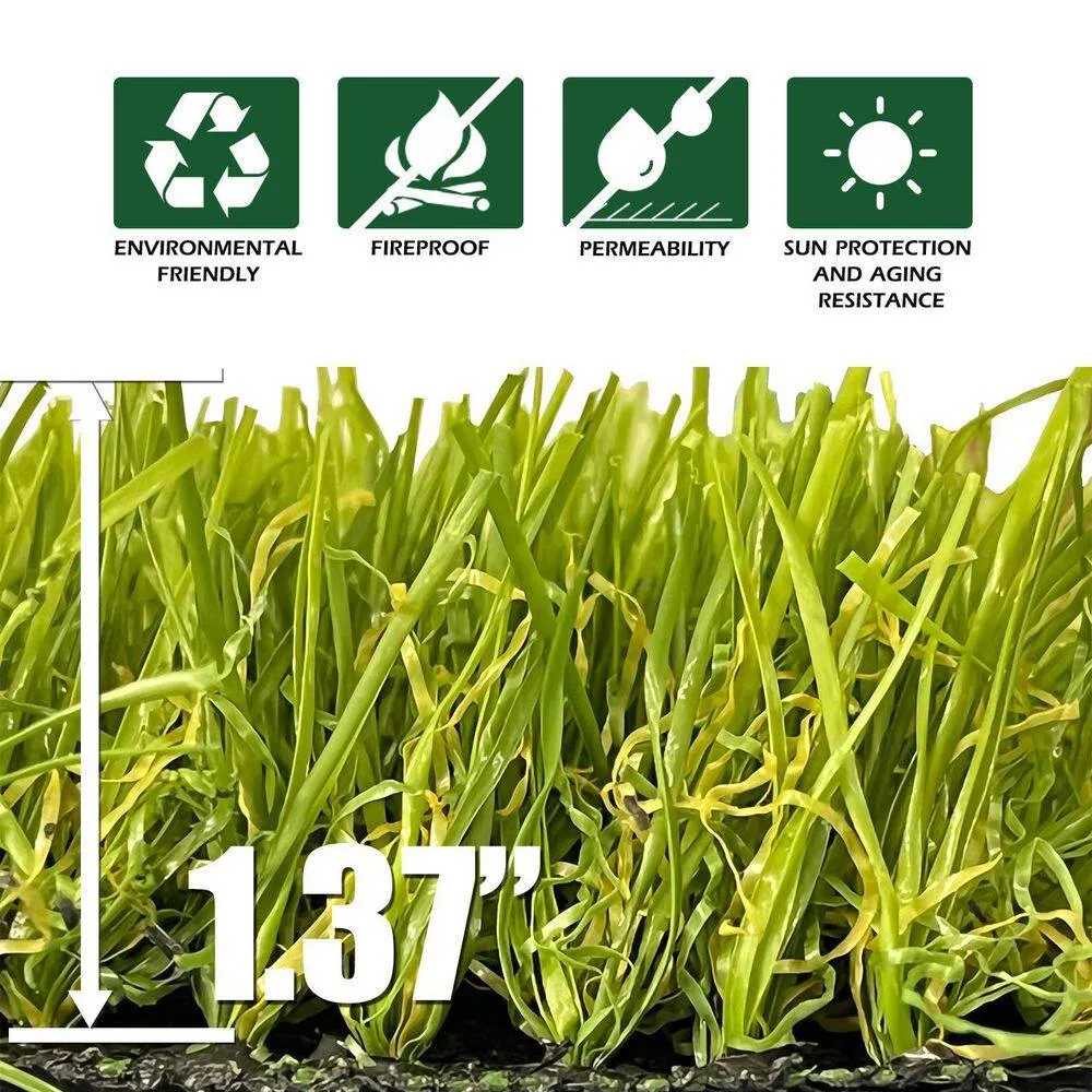Agfabric 7 ft. x 13 ft. Green Artificial Grass Carpet 1.37 in. Mat for Outdoor Garden Landscape Balcony Dog Grass Rug, photo 4 of 8
