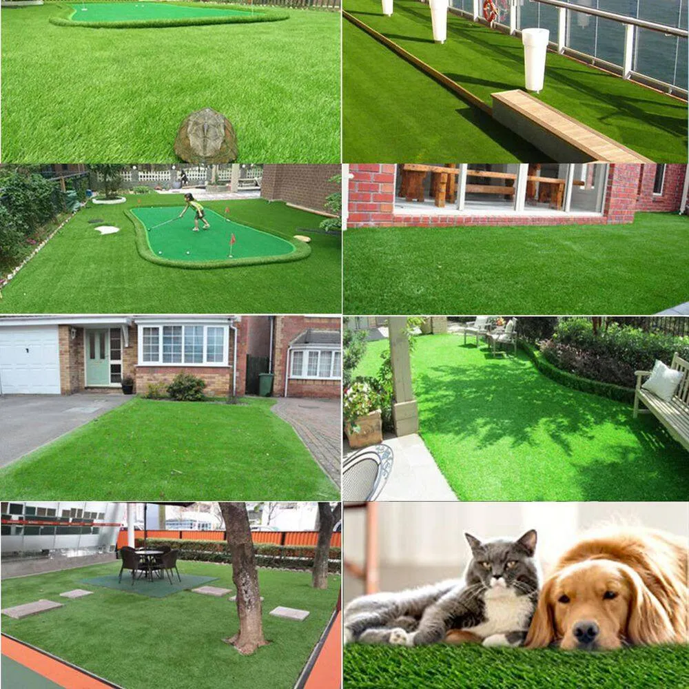 Agfabric 7 ft. x 13 ft. Green Artificial Grass Carpet 1.37 in. Mat for Outdoor Garden Landscape Balcony Dog Grass Rug, photo 2 of 8