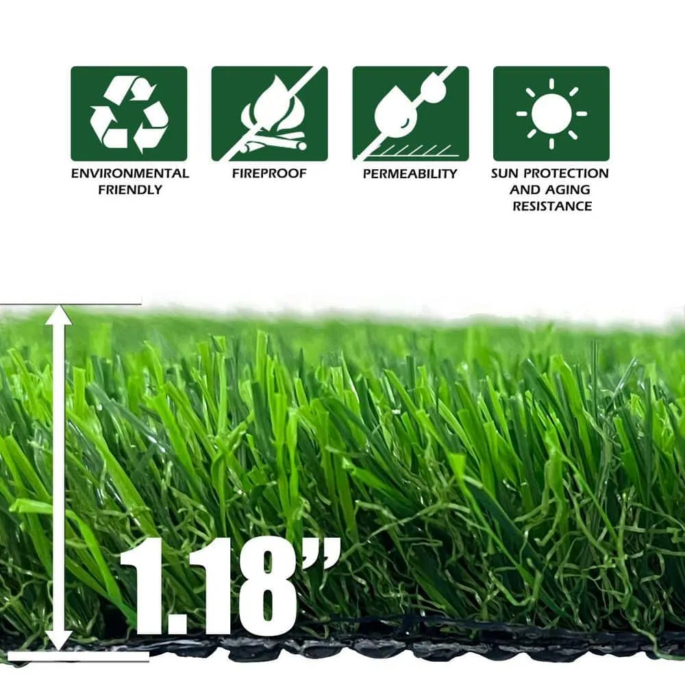 Agfabric 6 ft. x 10 ft. Green Artificial Grass Carpet 1.18 in. Mat for Outdoor Garden Landscape Balcony Dog Grass Rug, photo 4 of 8