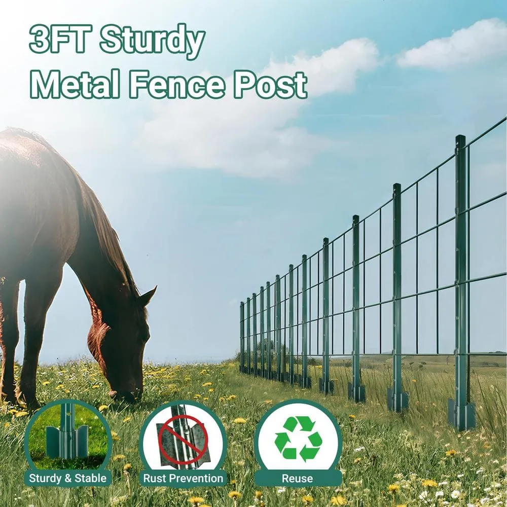 Angel Sar 3 ft. Light Duty Metal Fence Posts, Steel Fence U-Post for Wire Fence Corner Anchor Poultry Farm (5-Pack), photo 3 of 8