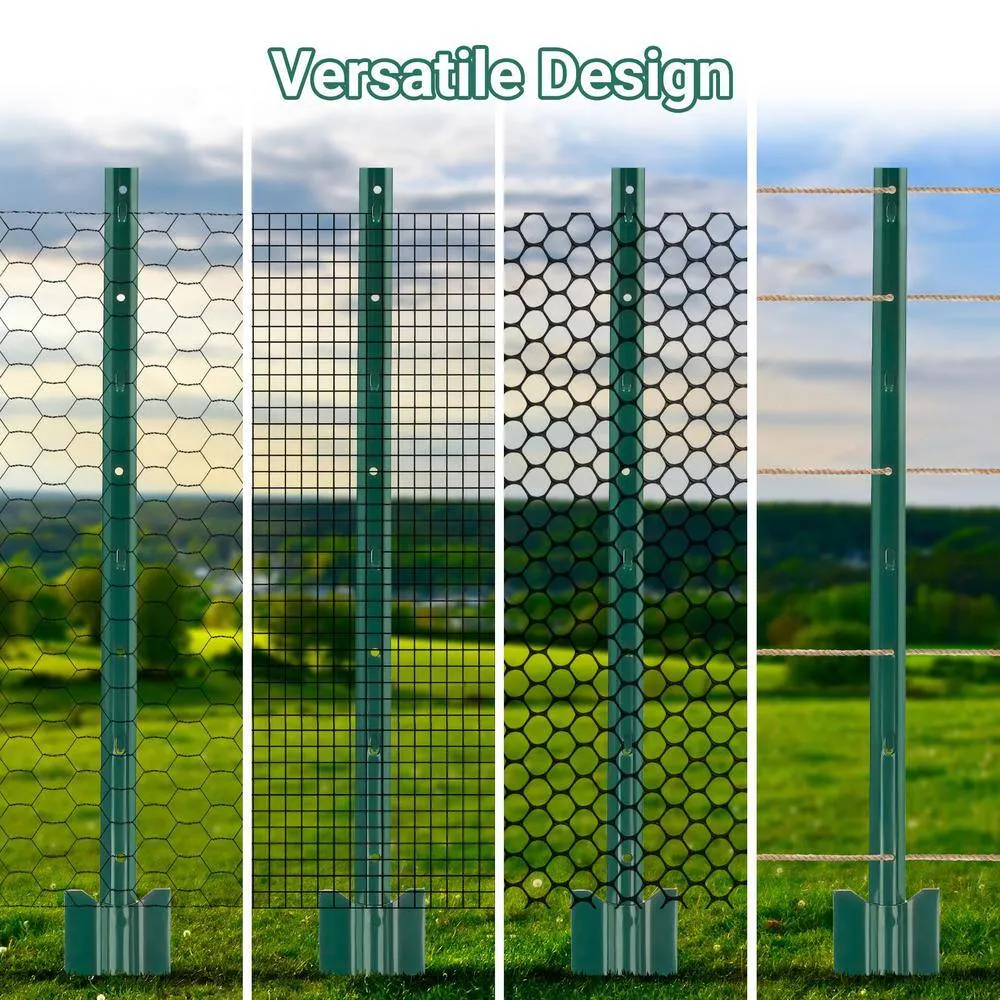 Angel Sar 3 ft. Light Duty Metal Fence Posts, Steel Fence U-Post for Wire Fence Corner Anchor Poultry Farm (5-Pack), photo 7 of 8