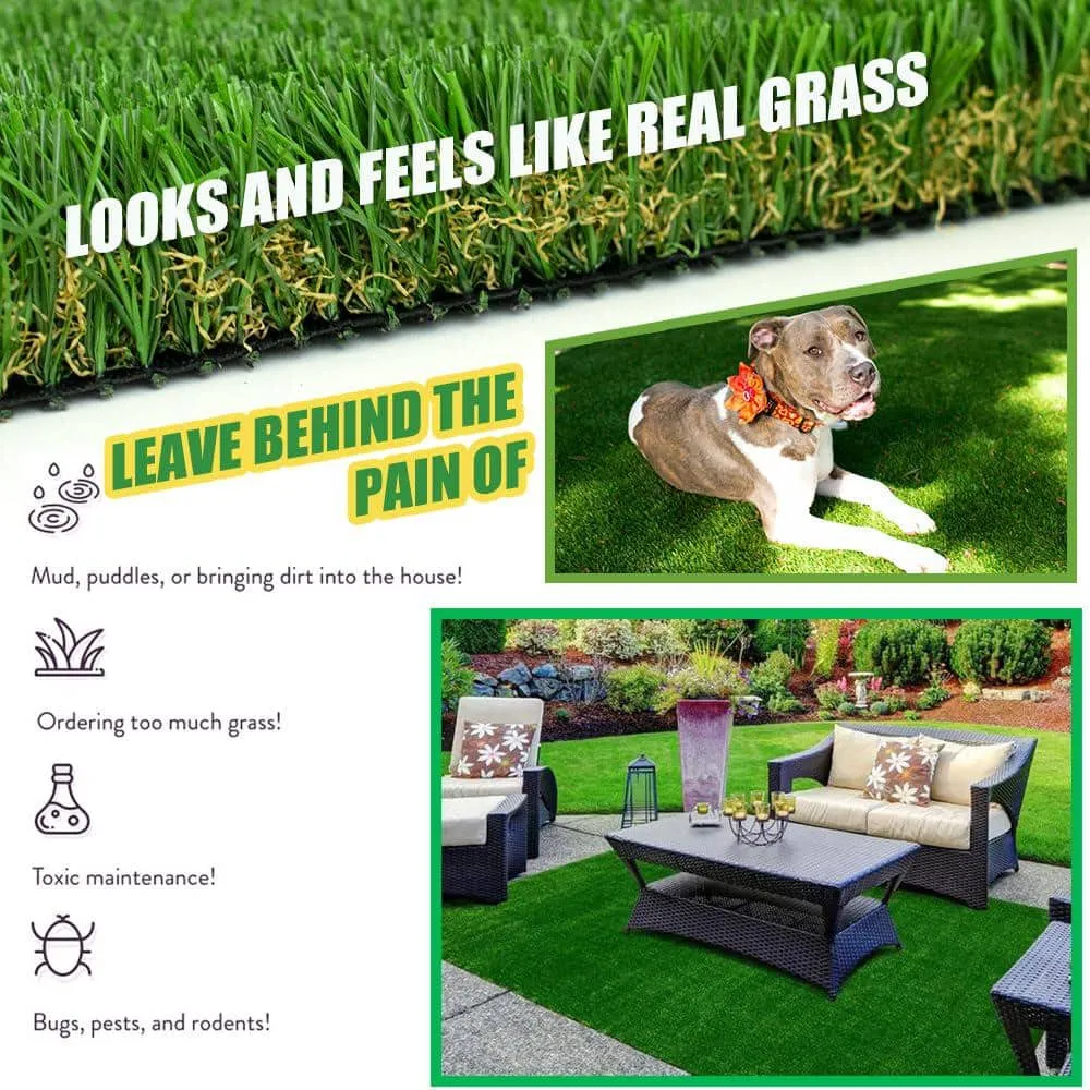 LITA Ultra Thick 1.77 in. Pile Height 8 ft. W x Cut To Length Green Artificial Grass Turf, photo 6 of 7