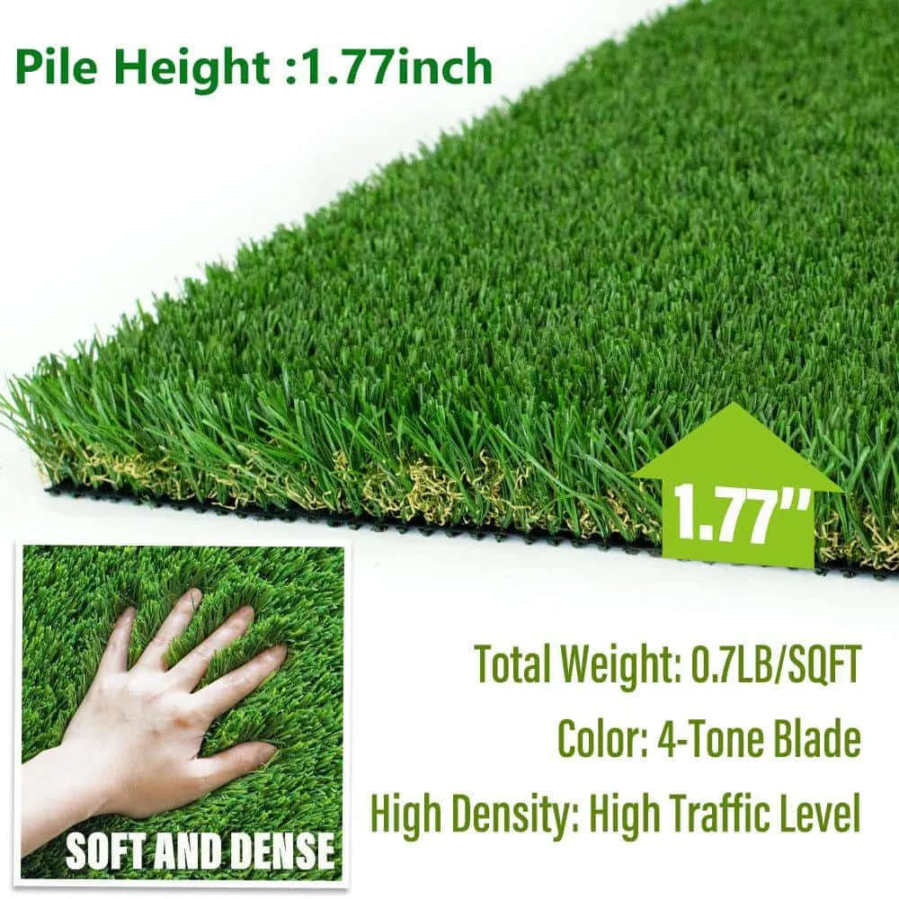 LITA Ultra Thick 1.77 in. Pile Height 8 ft. W x Cut To Length Green Artificial Grass Turf, photo 3 of 7