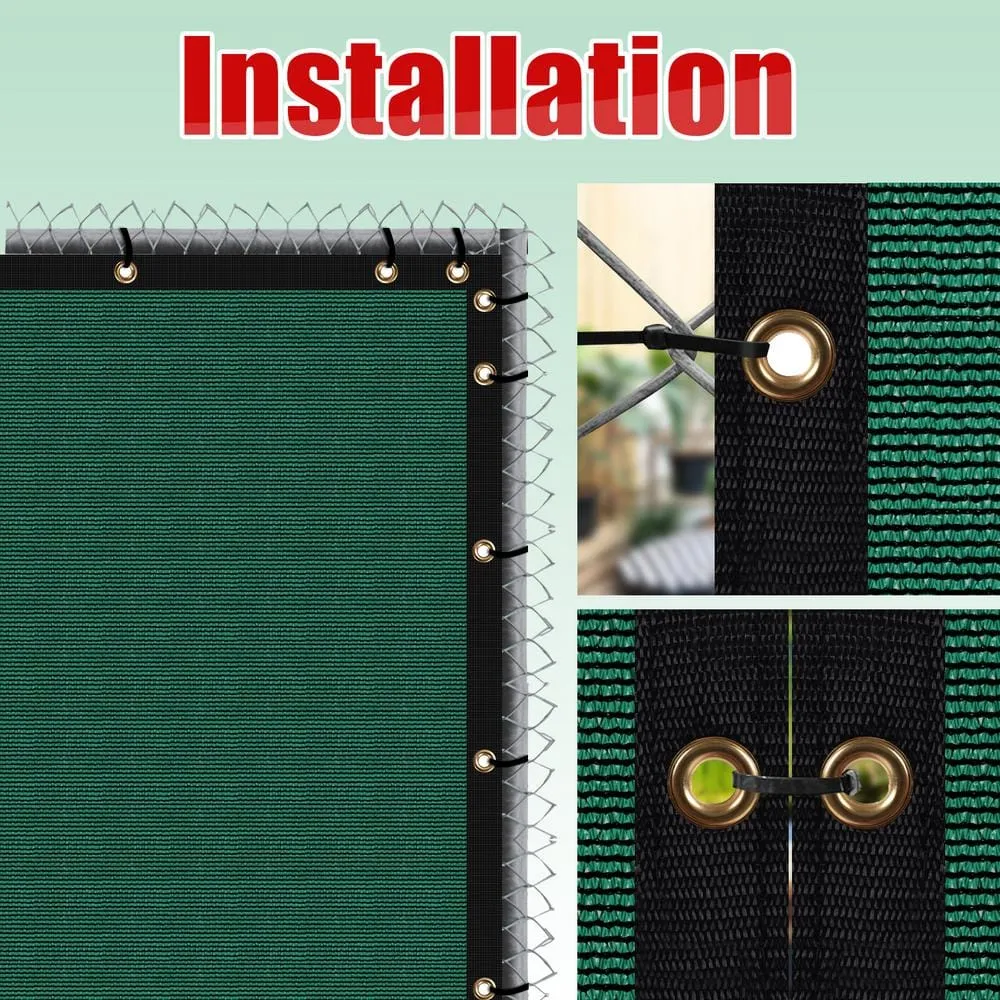 COLOURTREE 4 ft. x 150 ft. Green Privacy Fence Screen HDPE Mesh Windscreen with Reinforced Grommets for Garden Fence (Custom Size), photo 9 of 12