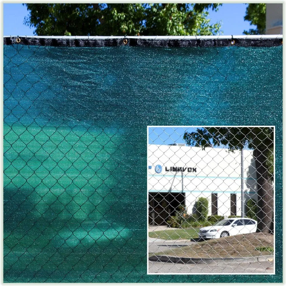 COLOURTREE 4 ft. x 25 ft. Green Privacy Fence Screen Mesh Fabric Cover Windscreen with Reinforced Grommets for Garden Fence, photo 9 of 12