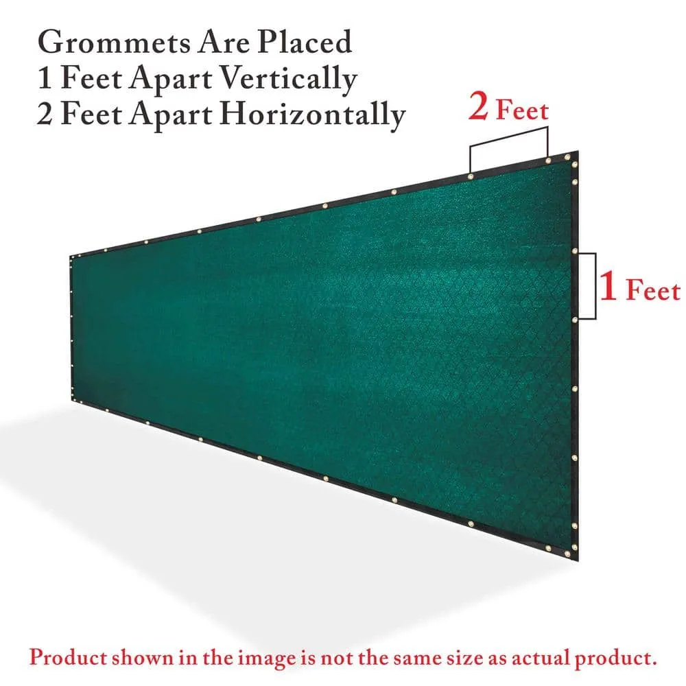 COLOURTREE 6 ft. x 12 ft. Green Privacy Fence Screen Mesh Fabric Cover Windscreen with Reinforced Grommets for Garden Fence, photo 6 of 12