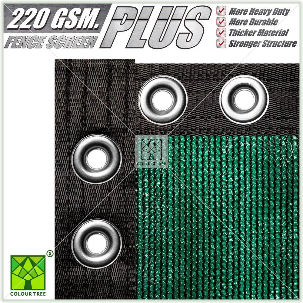 COLOURTREE 8 ft. x 50 ft. Heavy-Duty PLUS Green Privacy Fence Screen Mesh Fabric with Extra-Reinforced Grommets for Garden Fence, photo 7 of 8