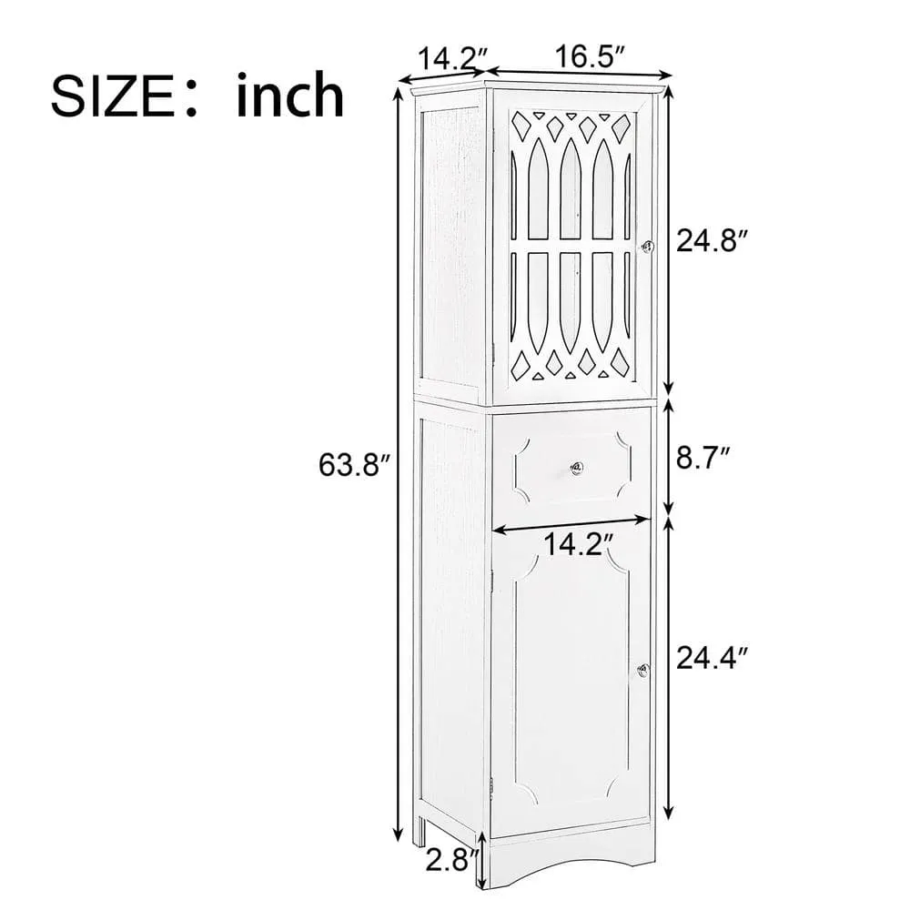 FUNKOL 14.2 in. W x 16.5 in. D x 63.8 in. H Ready to Assemble Floor Base Kitchen Cabinet in Green with 2-Doors and 1-Drawer, photo 10 of 11