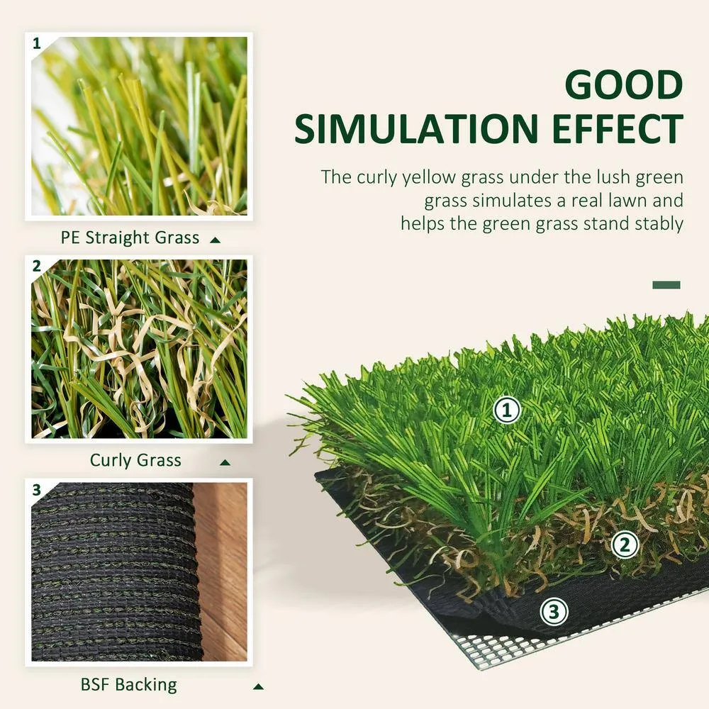 Huluwat 3 ft. x 10 ft. Green Thick Realistic Artificial Grass Rug with Simulated Look and Feel UV Protection 1.25" Pile Height, photo 8 of 10