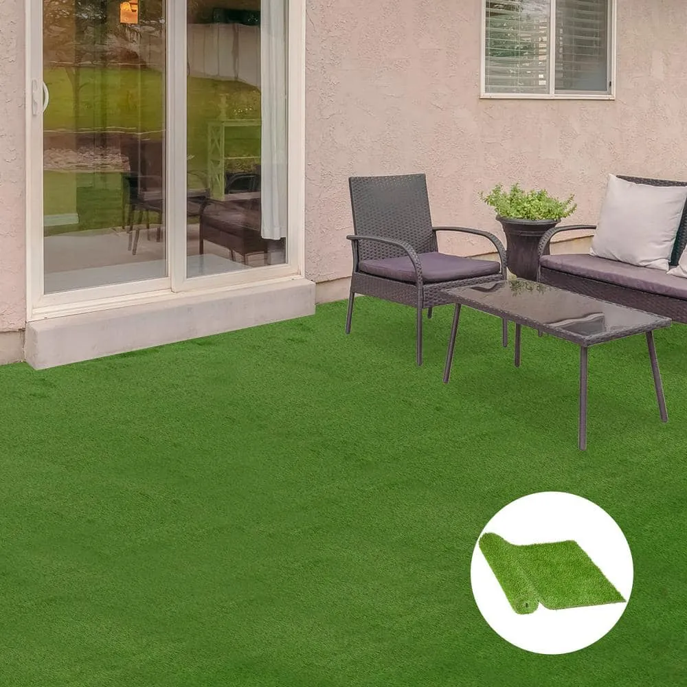 Huluwat 3 ft. x 10 ft. Green Thick Realistic Artificial Grass Rug with Simulated Look and Feel UV Protection 1.25" Pile Height, photo 10 of 10