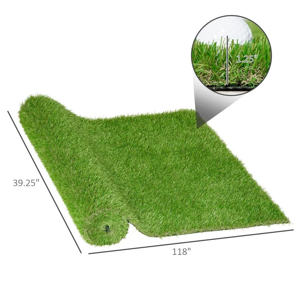 Huluwat 3 ft. x 10 ft. Green Thick Realistic Artificial Grass Rug with Simulated Look and Feel UV Protection 1.25" Pile Height, photo 5 of 10