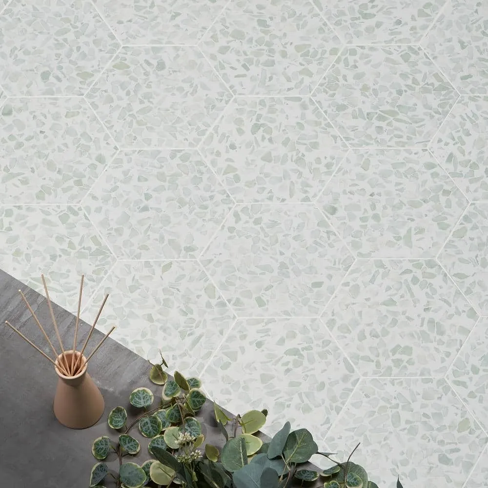 Ivy Hill Tile Fusion Hex Green Terrazzo 9.13 in. x 10.51 in. Matte Porcelain Floor and Wall Tile (8.07 sq. ft./Case), photo 7 of 8