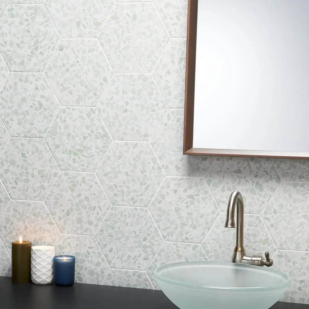 Ivy Hill Tile Fusion Hex Green Terrazzo 9.13 in. x 10.51 in. Matte Porcelain Floor and Wall Tile (8.07 sq. ft./Case), photo 5 of 8