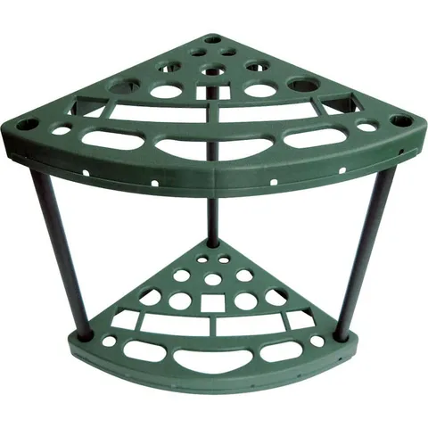 Green 2-Tier Corner Plastic Garage Storage Shelving Unit