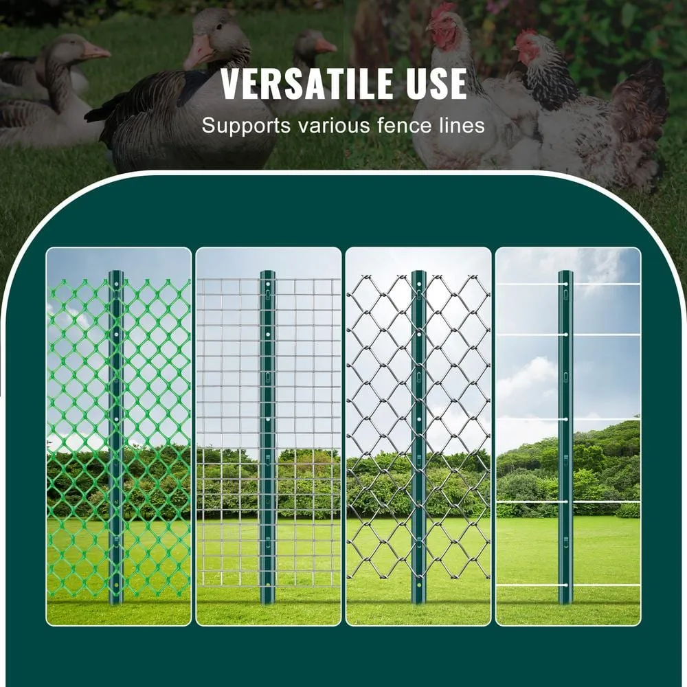 VEVOR 3 ft. Fence Post, T-Post Heavy-Duty Metal Fence Posts, Sturdy Steel Fence Stakes for Garden Yard, Lawn, Green (10-Pack), photo 6 of 8