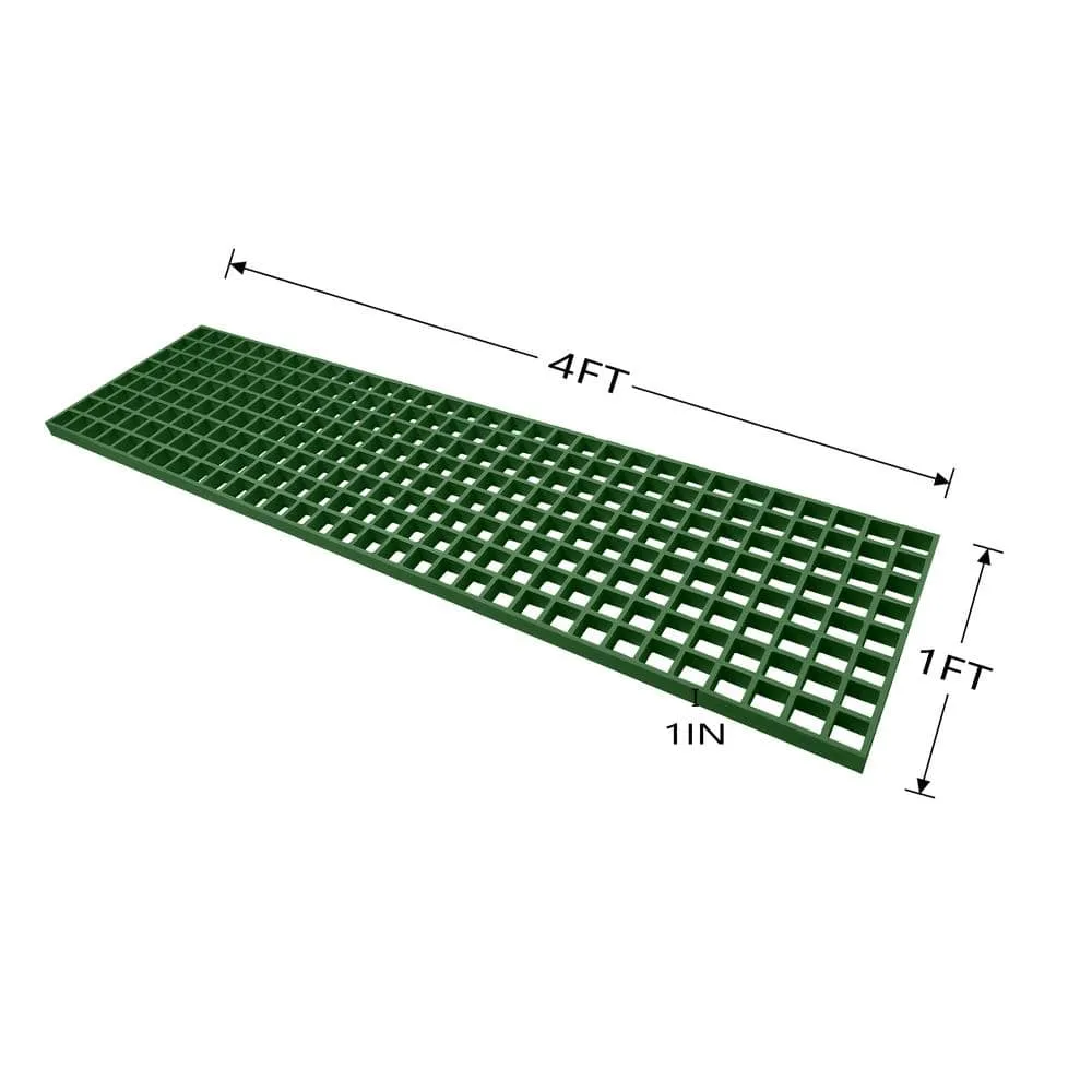 Wellco 1.5 in. x 1.5 in. x 1 in., 1 ft. x 4 ft., Fiberglass Molded Grating Composite for Outdoor Drain Cover Deck Tile in Green, photo 2 of 6