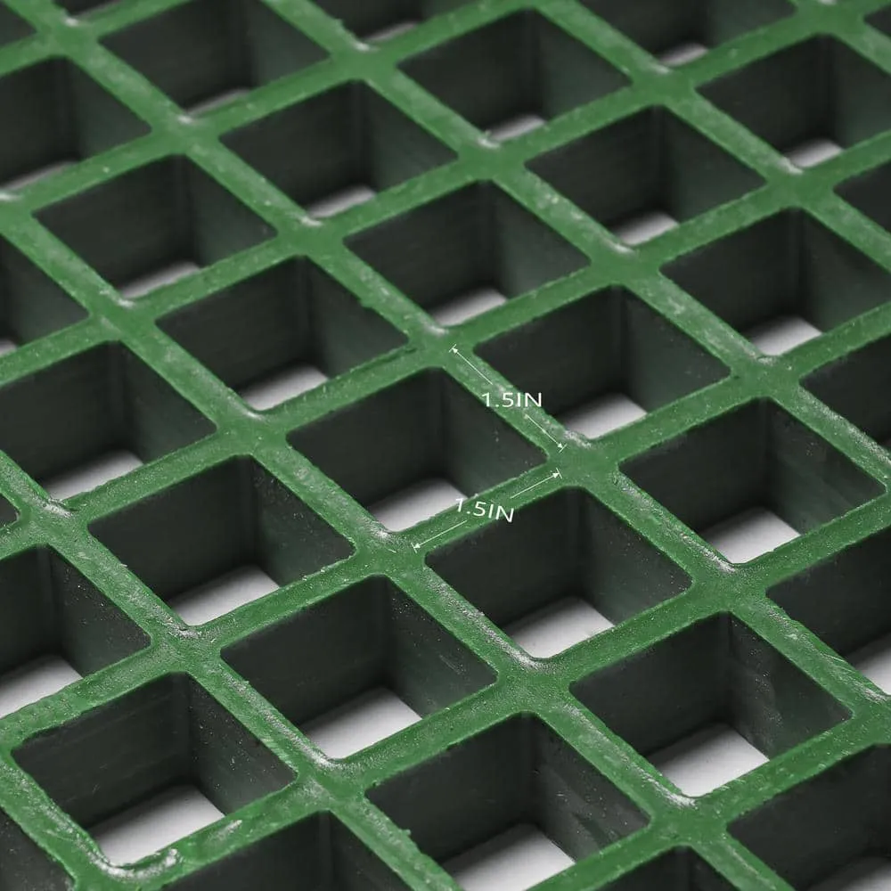 Wellco 1.5 in. x 1.5 in. x 1 in., 1 ft. x 4 ft., Fiberglass Molded Grating Composite for Outdoor Drain Cover Deck Tile in Green, photo 6 of 6