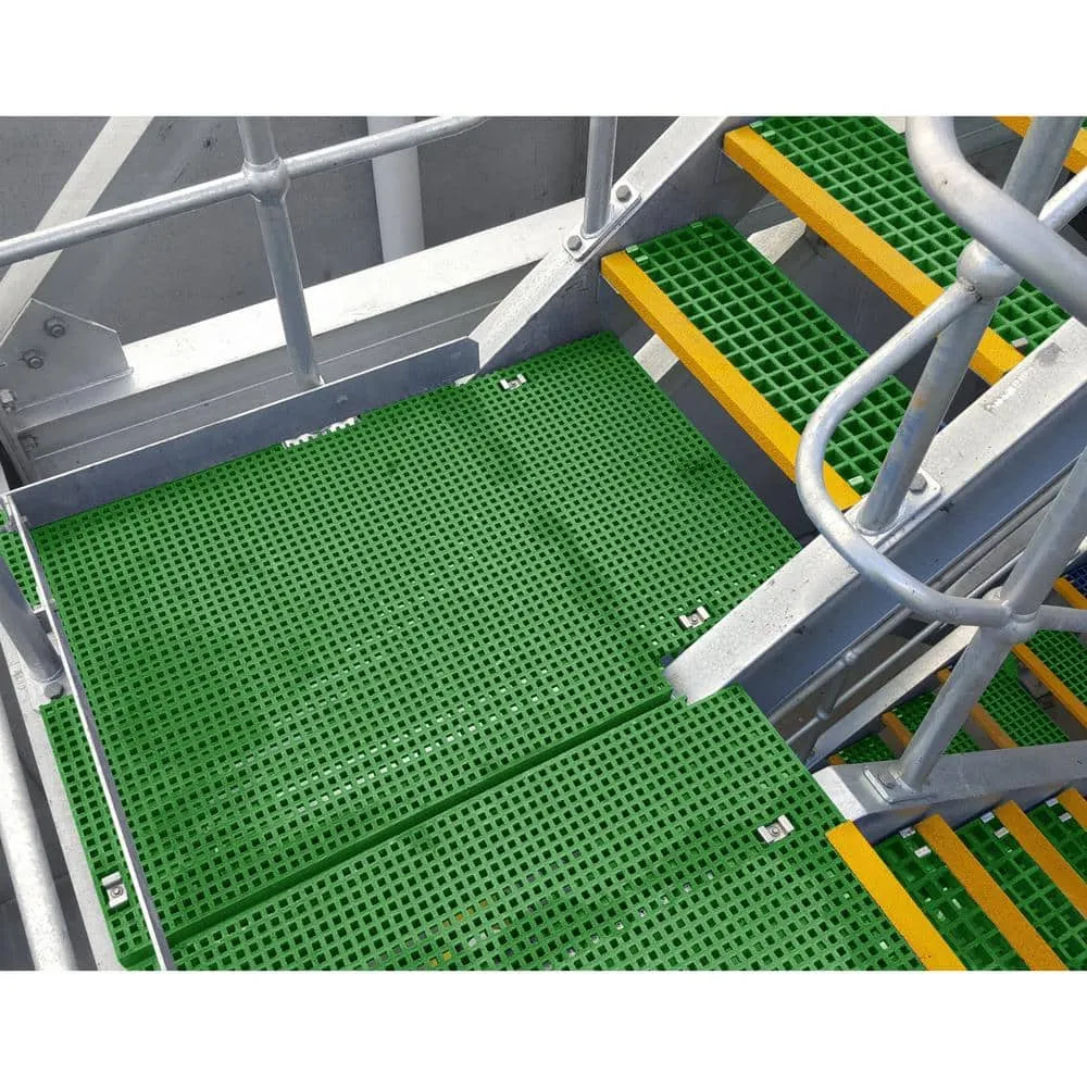 Wellco 1.5 in. x 1.5 in. x 1 in., 2 ft. x 2 ft., Fiberglass Molded Grating Composite for Outdoor Drain Cover Deck Tile in Green, photo 4 of 5