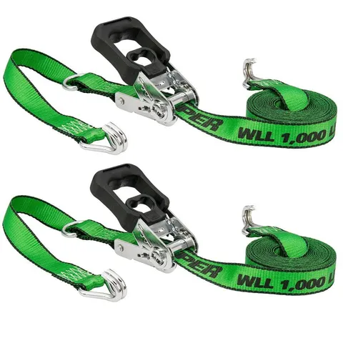 Chrome 16 ft × 1.25 in Ratchet Tie-Down Straps, 1,000 lb WLL (2-Pack)