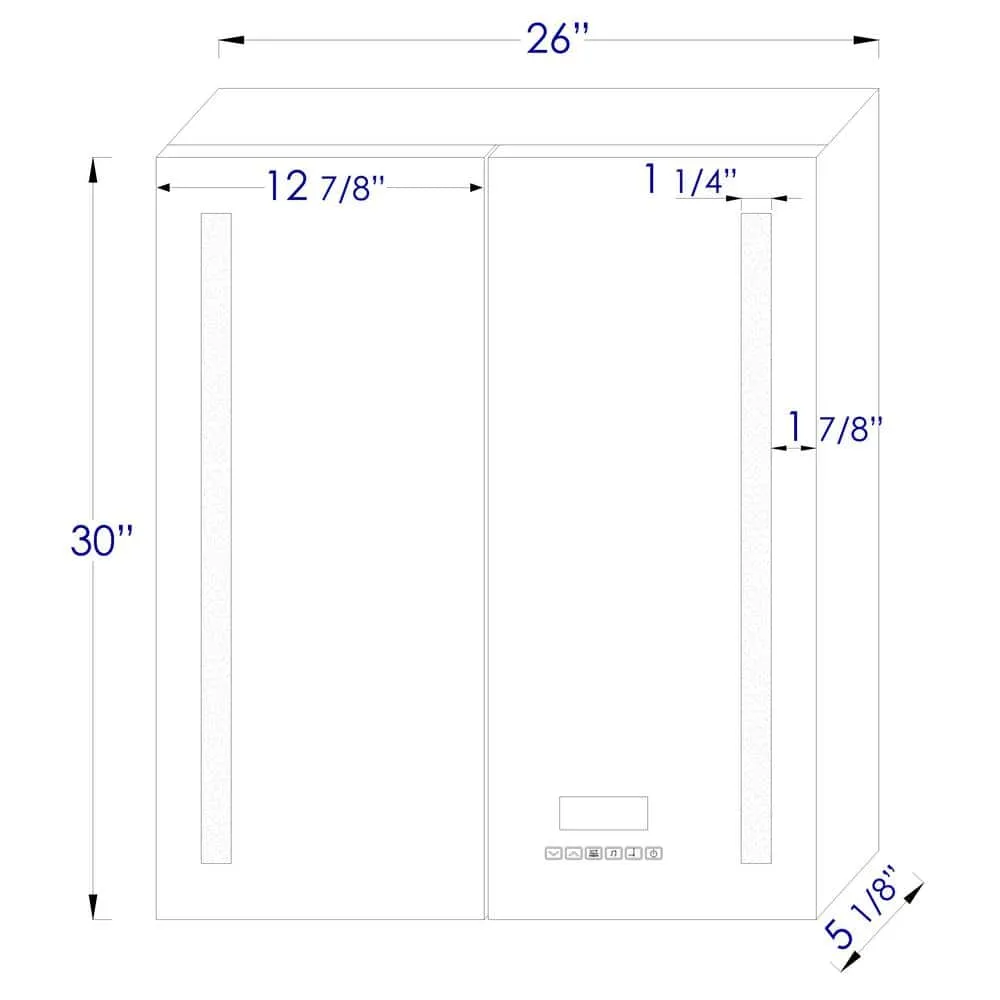 ALFI BRAND 26 in. W x 30 in. H Frameless Recessed or Surface Mount Medicine Cabinet with LED Light and Bluetooth, photo 2 of 8