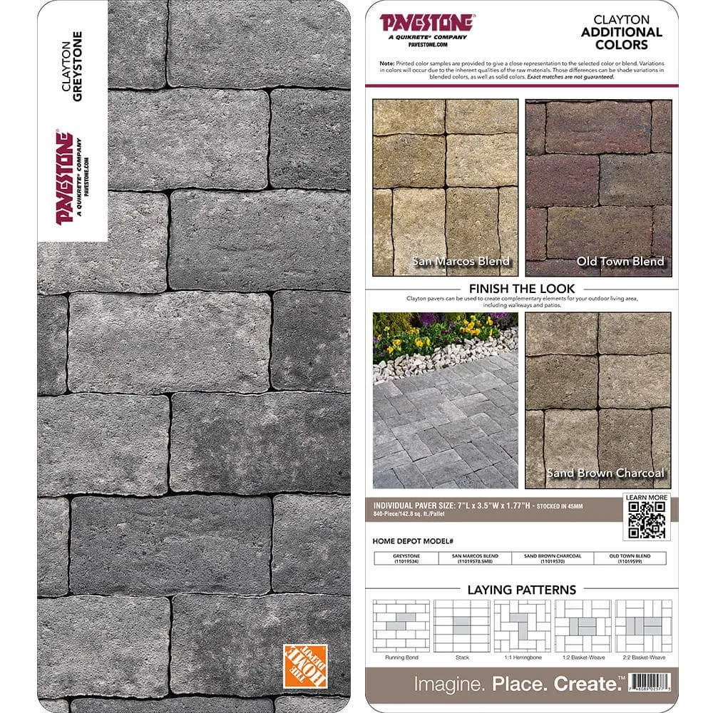 Pavestone Paper Sample Only of Clayton 3.5 in. W x 7 in. L x 1.77 in. H Greystone Concrete Paver (1-Piece), photo 3 of 5