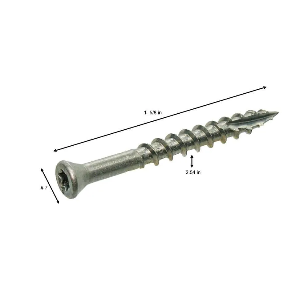 Grip-Rite #7 x 1-5/8 in. 305 Stainless Steel Star Drive Trim Head Wood Screws 1 lb. Box, photo 2 of 6