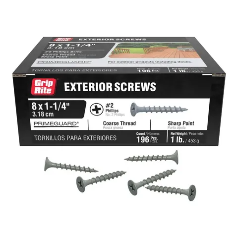 Exterior Coated Wood Screws - 1 lb Box