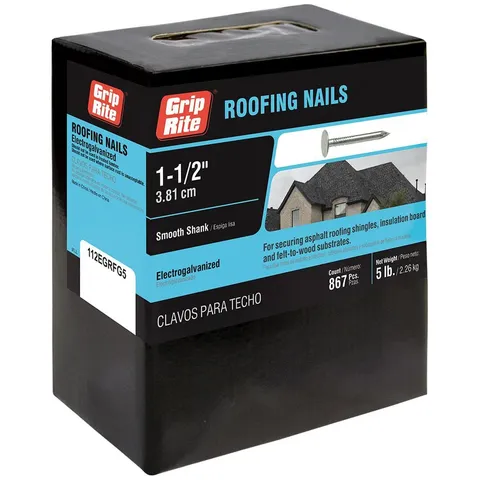 Electro-galvanized roofing nails (1-1/2 in.), 5 lb box