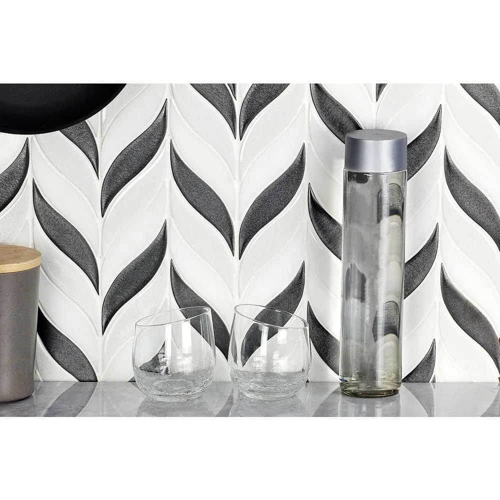 Bond Tile Divine Sprig Gunmetal 11.75 in. x 10.5 in. Marble and Ceramic Mosaic Tile (0.86 Sq. Ft. per Sheet), photo 4 of 5