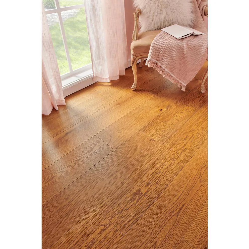 Pergo Defense+ Hales Oak 3/8 in. T x 7.5 in. W Click Lock Distressed Engineered Hardwood Flooring (1104.3 sq.ft./pallet), photo 6 of 13