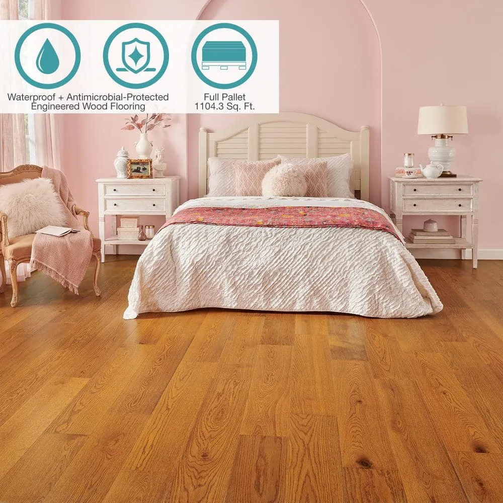 Pergo Defense+ Hales Oak 3/8 in. T x 7.5 in. W Click Lock Distressed Engineered Hardwood Flooring (1104.3 sq.ft./pallet), photo 2 of 13