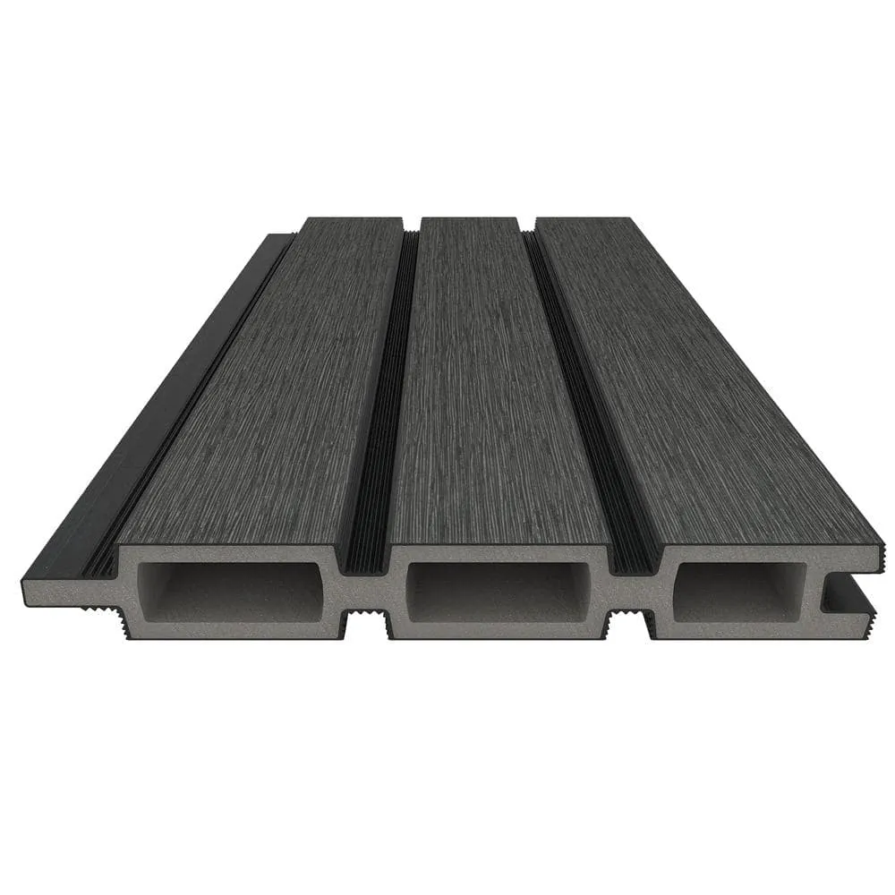 NewTechWood Ultra Easy Fencing 6 ft.Hx6 ft.W Hawaiian Charcoal Wood Plastic Composite Horizontal Fence Panel Section with Gray Frame, photo 4 of 5