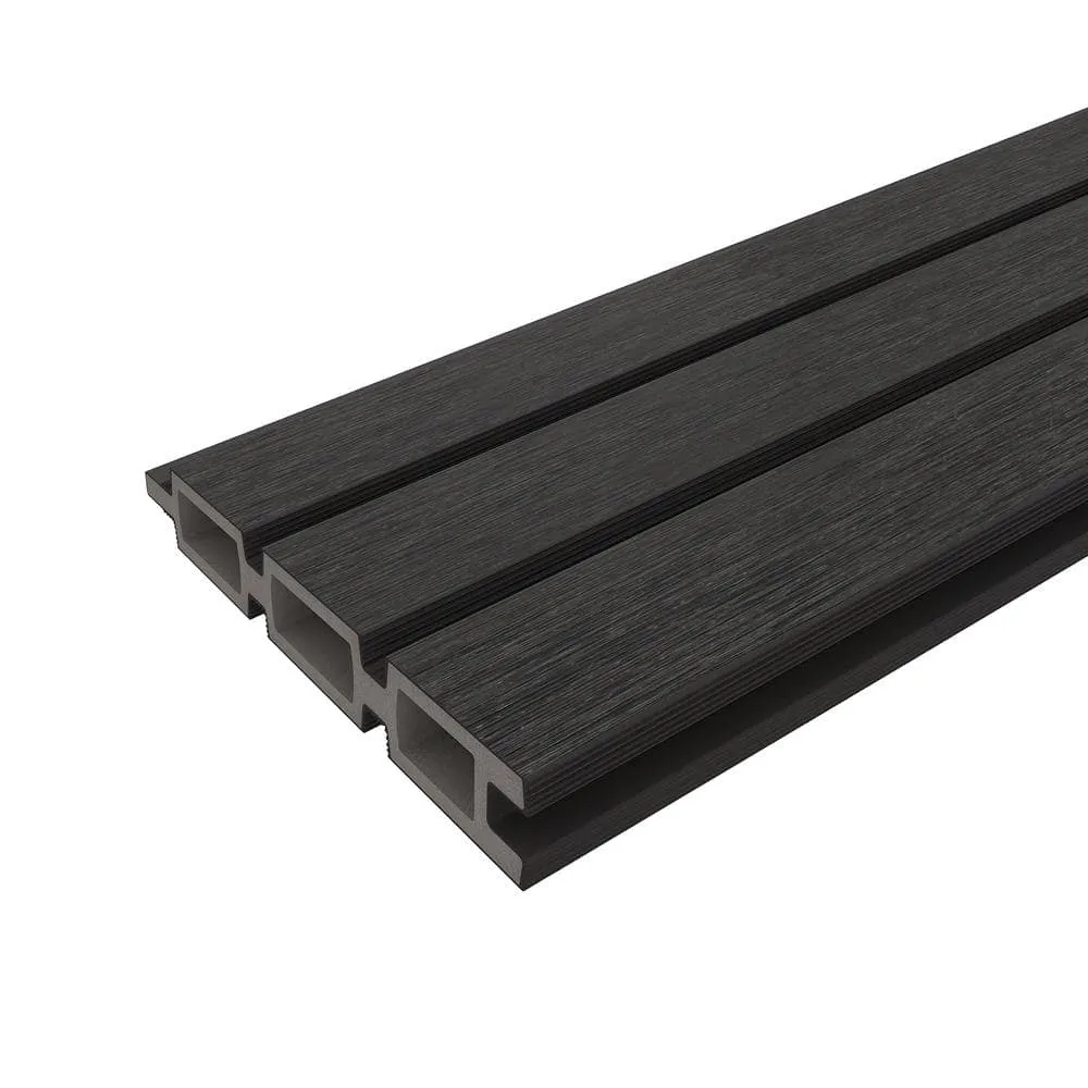 NewTechWood Ultra Easy Fencing 6 ft.Hx6 ft.W Hawaiian Charcoal Wood Plastic Composite Horizontal Fence Panel Section with Gray Frame, photo 3 of 5