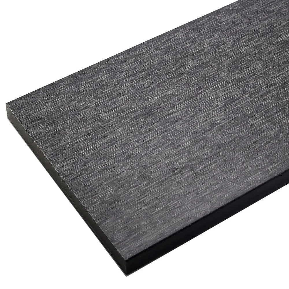 NewTechWood UltraShield 0.6 in. x 12 in. x 12 in. Hawaiian Charcoal Fascia Composite Decking Board Sample, photo 4 of 5