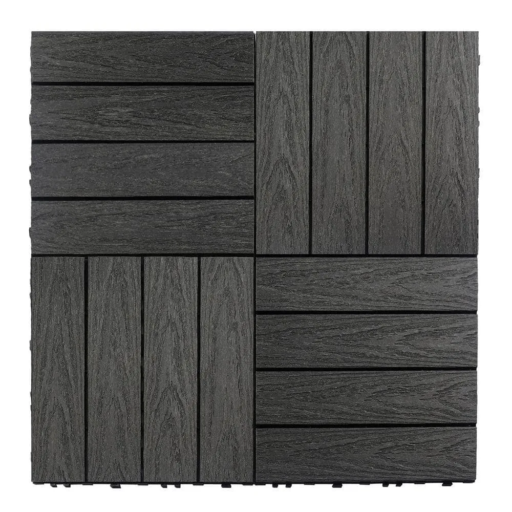 NewTechWood UltraShield Naturale 1 ft. x 1 ft. Quick Deck Outdoor Composite Deck Tile in Hawaiian Charcoal (10 sq. ft. Per Box), photo 6 of 9