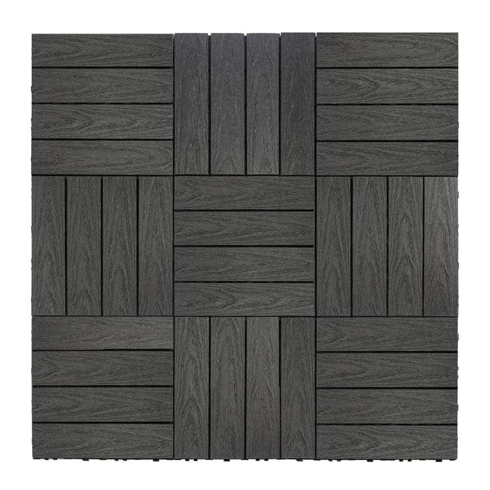 NewTechWood UltraShield Naturale 1 ft. x 1 ft. Quick Deck Outdoor Composite Deck Tile in Hawaiian Charcoal (10 sq. ft. Per Box), photo 8 of 9