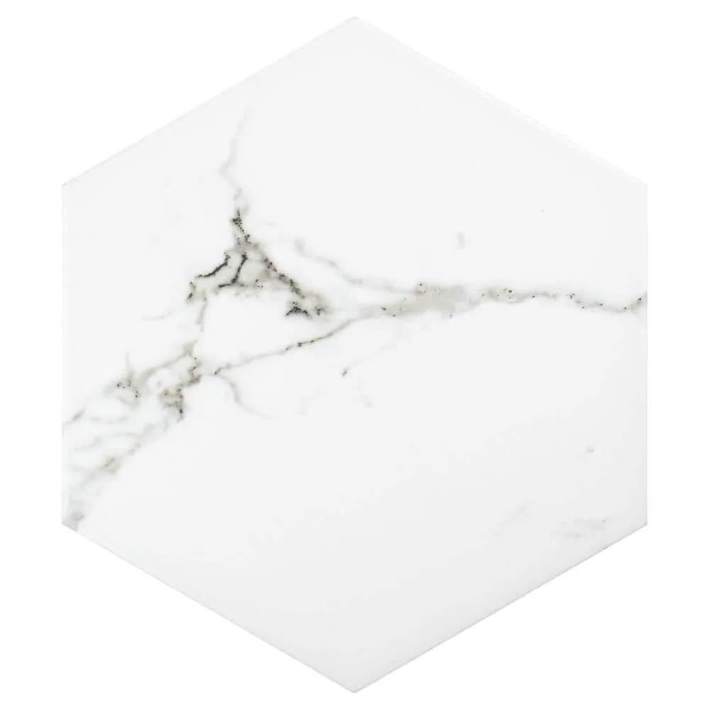 Merola Tile Timeless Calacatta Hex 8-5/8 in. x 9-7/8 in. Porcelain Floor and Wall Tile (11.56 sq. ft. / Case), photo 13 of 20