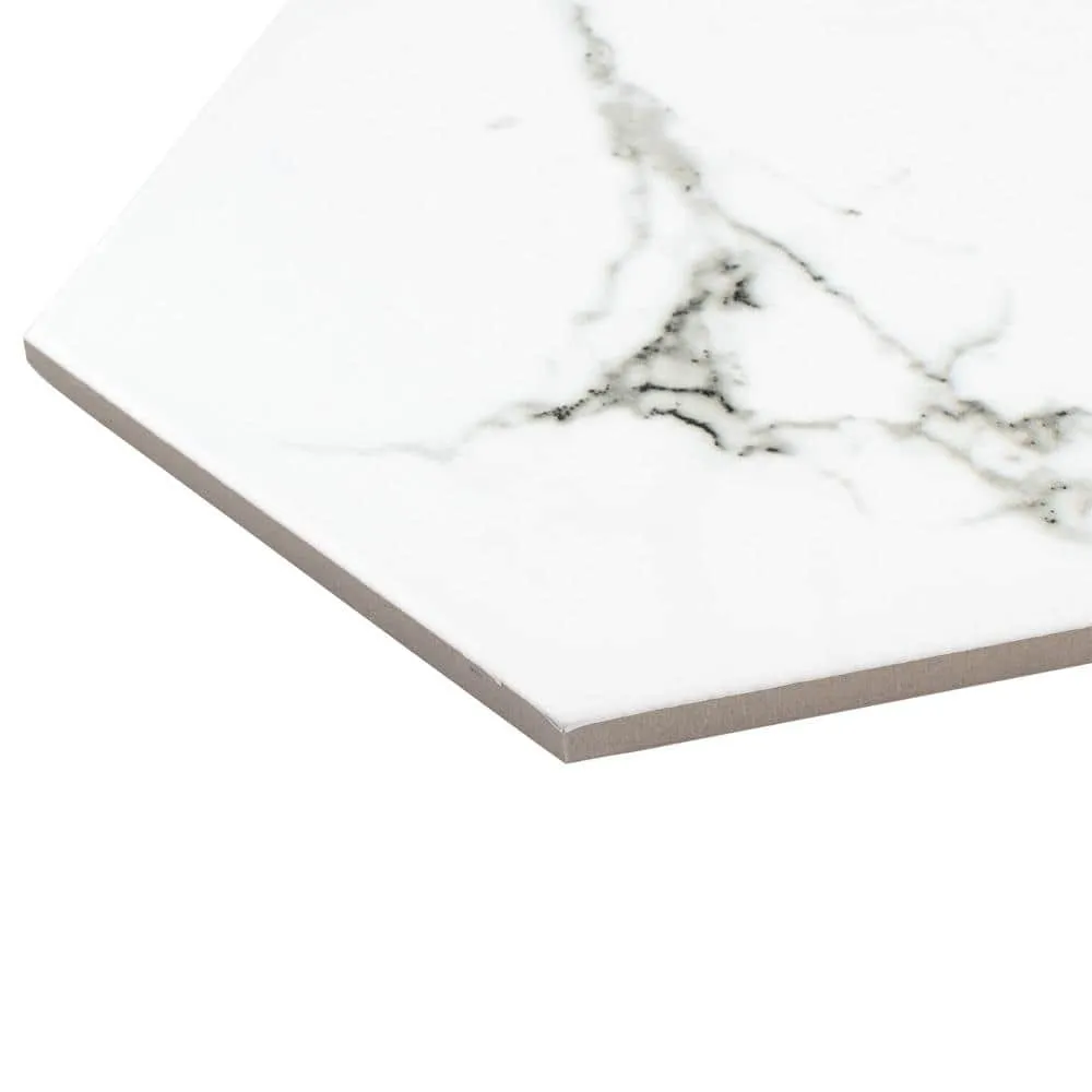 Merola Tile Timeless Calacatta Hex 8-5/8 in. x 9-7/8 in. Porcelain Floor and Wall Tile (11.56 sq. ft. / Case), photo 17 of 20