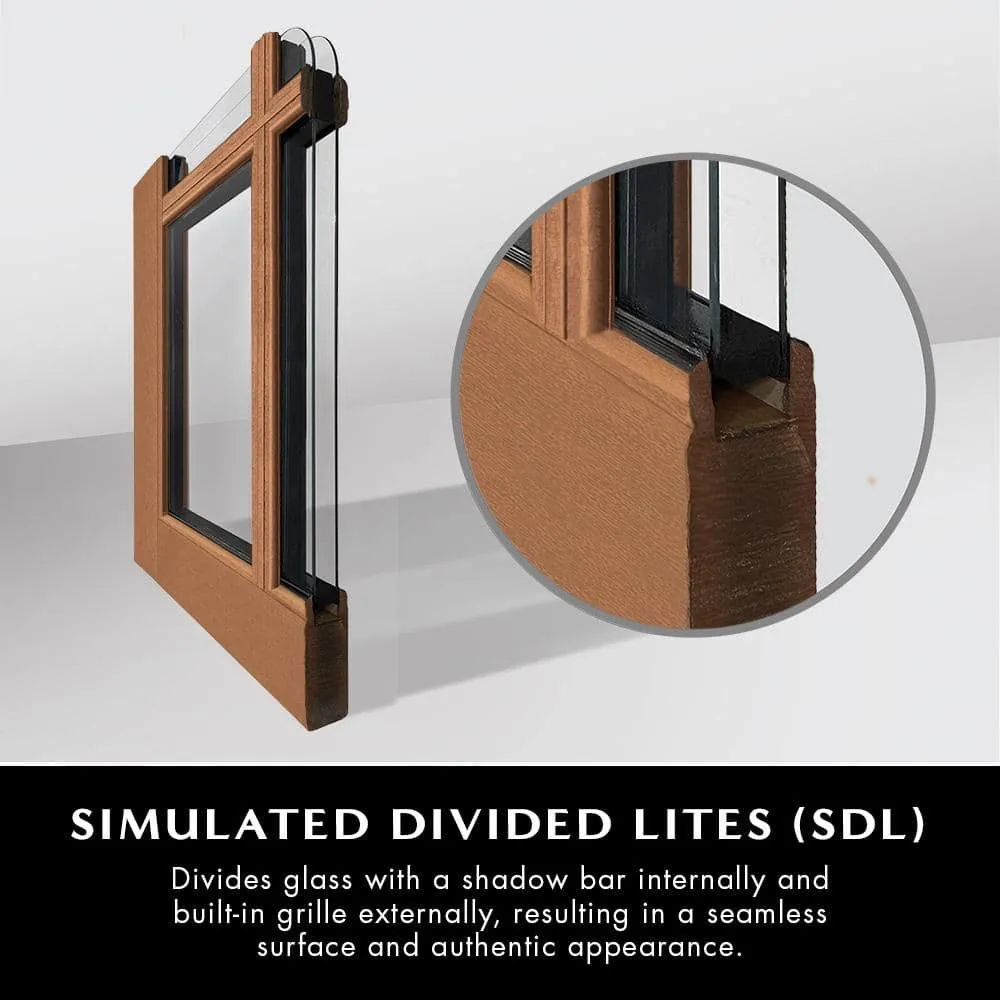 Steves & Sons Regency 36 in. x 80 in. 3/4-6 Lite Clear Glass LHIS Hickory Stain Mahogany Fiberglass Prehung Front Door, photo 7 of 8
