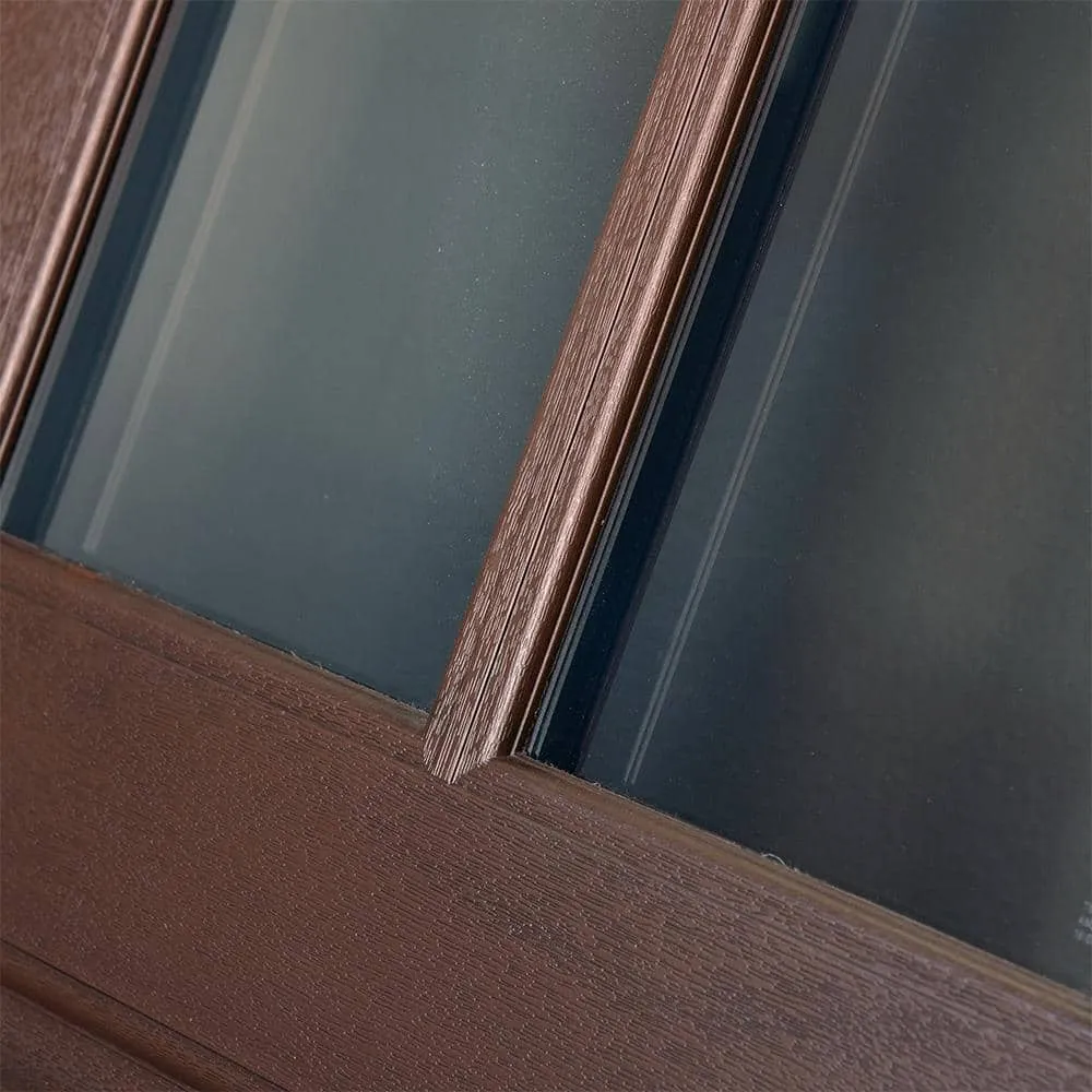 Steves & Sons Regency 36 in. x 80 in. 3/4-6 Lite Clear Glass RHOS Hickory Stain Mahogany Fiberglass Prehung Front Door, photo 3 of 8
