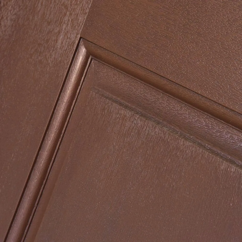 Steves & Sons Regency 64 in. x 80 in. 3/4-6 Lite Clear Glass Left-Hand Hickory Stain Mahogany-Grain Fiberglass Prehung Front Door with Double 12 in. Sidelites, photo 4 of 8