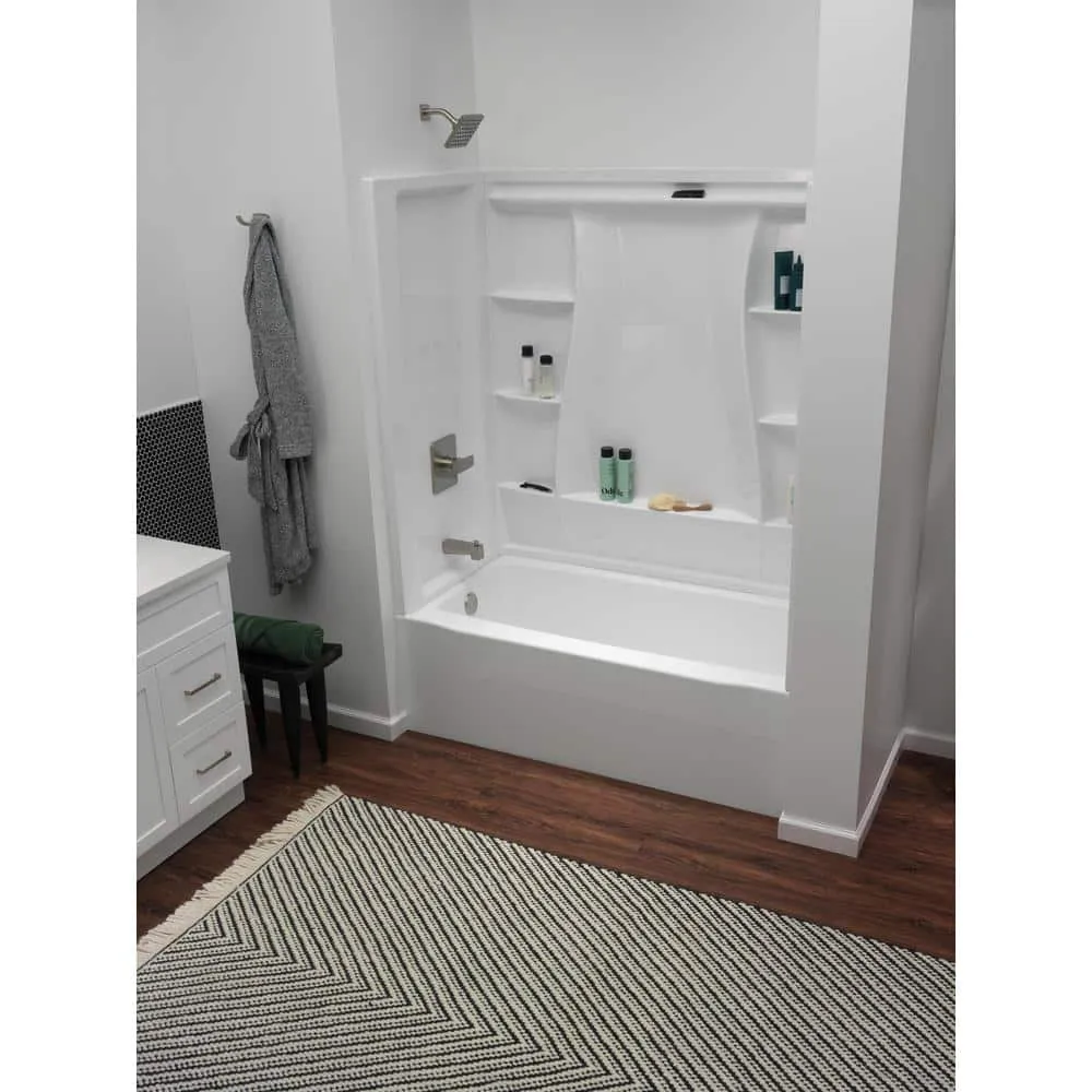 Delta Classic 500 60 in. x 30 in. Alcove Left-Drain Bathtub and 3-Piece Wall Surrounds, High Gloss White, photo 5 of 8