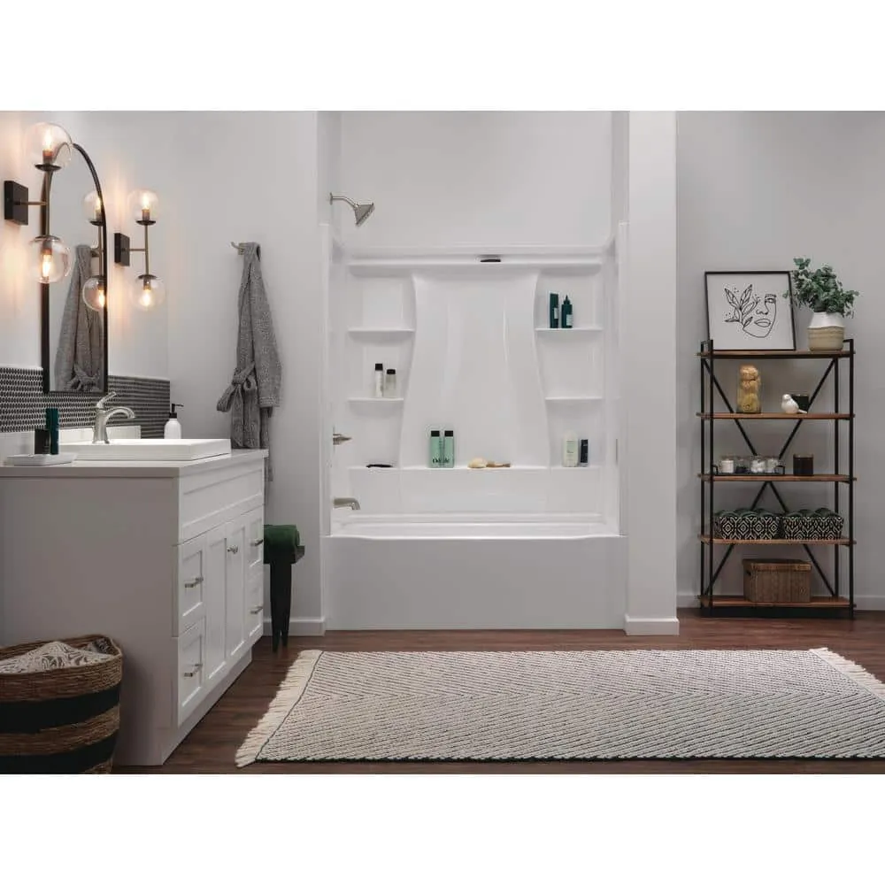 Delta Classic 500 60 in. x 30 in. Alcove Left-Drain Bathtub and 3-Piece Wall Surrounds, High Gloss White, photo 2 of 8