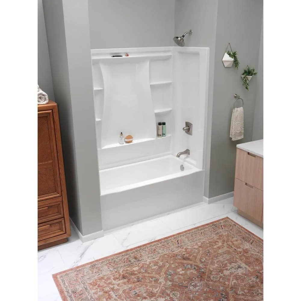 Delta Classic 500 60 in. x 30 in. Alcove Right-Drain Bathtub and 3-Piece Wall Surrounds, High Gloss White, photo 5 of 8
