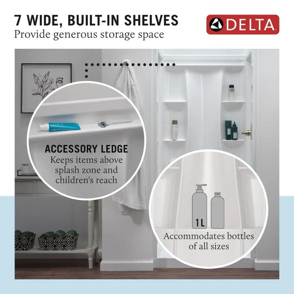 Delta Classic 500 60 in. x 30 in. Alcove Right-Drain Bathtub and 3-Piece Wall Surrounds, High Gloss White, photo 6 of 8